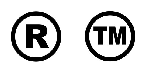 Registered trademark (R) and standard trademark (TM) symbols vector, representing intellectual property and brand protection