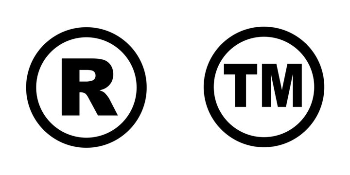 Registered trademark (R) and standard trademark (TM) symbols vector, representing intellectual property and brand protection