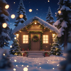 Christmas house in the mountains