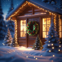 Christmas house in the mountains