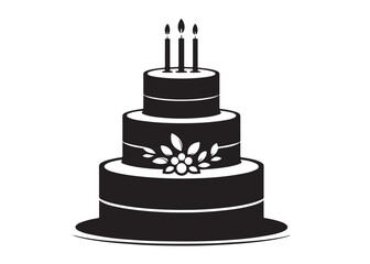 wedding cakes logo silhouette vector, anniversary cake silhouette vector illustration, birthday cake vector silhouette logo, romantic wedding cake logo silhouettes vector on white background