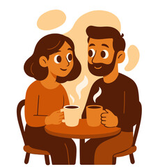 Two people drinking coffee at table