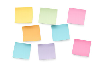 Colorful Sticky Notes Collection with Lifted Corners and Realistic Shadows on Transparent Background