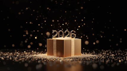 Minimalist black and gold 2026 concept with glowing light and festive elegance