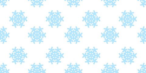 Seamless pattern of light blue snowflakes on a white background, perfect for winter designs, holiday themes, and seasonal decorations.