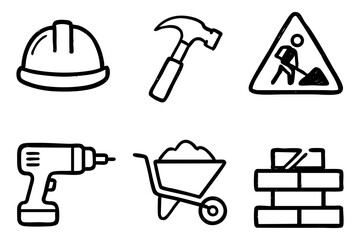 Construction Labor iconset doodle style vector stock