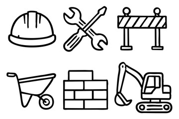 Obraz premium Construction Labor iconset doodle style vector stock