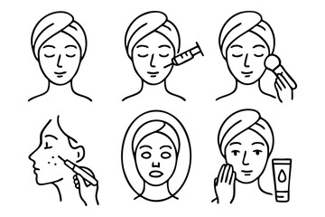 Woman beauty cosmetic character icon in japan doodle hand drawn style. Vector stock