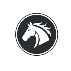 Horse Head Round Icon Silhouette Animal Vector Illustration