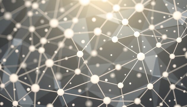 A network of interconnected nodes symbolizing connectivity and possibly representing scientific concepts, viewed from an elevated angle with a focus on the connections between the nodes.