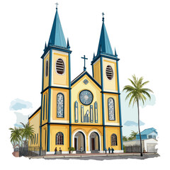 Obraz premium Saint Peter and Paul Cathedral. Saint Peter and Paul Cathedral hand drawn watercolor illustration