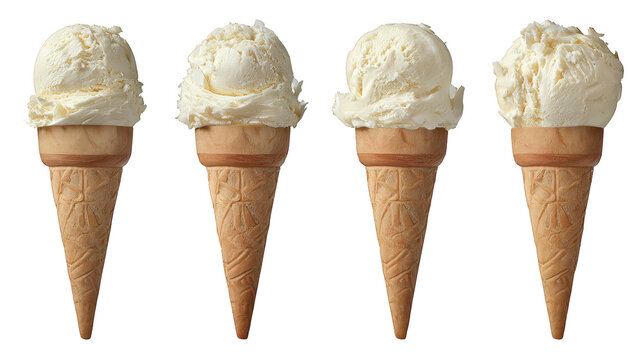 Four creamy ice cream cones offer sweet refreshment three delicious ice cream cones invite sweet indulgence