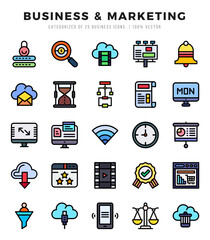 Set of simple Lineal Color Business & Marketing Icons. Lineal Color art icons pack.