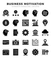 Business Motivation Glyph icons. Vector Glyph illustration.