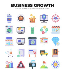 Business Growth. Collection of 25 Essential Icons for Success