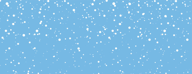 Snowfall Background With Falling White Snowflakes On Blue Sky, Perfect For Winter, Christmas, And Holiday Designs. Seamless Pattern Vector Illustration