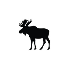 Silhouette of a majestic moose with large antlers