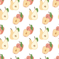 Apple Pear Seamless Vector Pattern