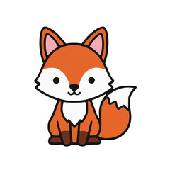 Cute Fox Vector Illustration – Simple Cartoon Forest Animal Design