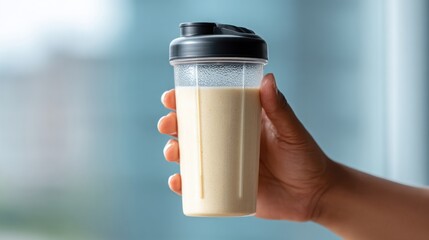 Hand Holding Protein Shake Bottle After Workout ｜ トレーニング後にプロテインシェイクを持つ手