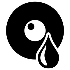 Depression black icon on a transparent background. Vector symbol of persistent sadness, grief, and melancholy, represented by a single tear from an eye