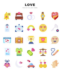 Love Icons Pack Flat Style. Vector illustration.