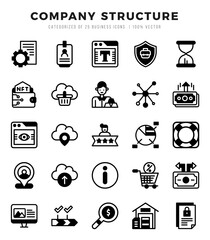 Company Structure Lineal Filled icons collection. Lineal Filled icons pack. Vector illustration