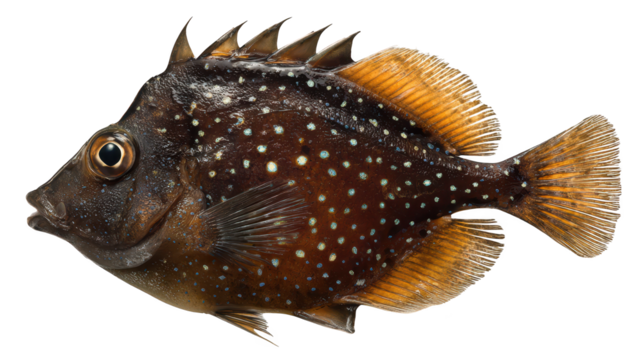 Close up image of fish set against dark background detailed view reveals fish s features on black backdrop