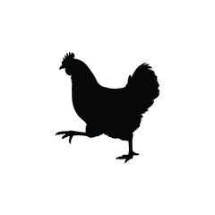 Silhouette of a chicken walking with one leg raised