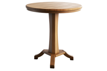 Beautiful wooden bar table isolated on a transparent background for modern interior design ideas and furniture showcases