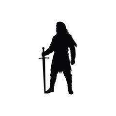 Silhouette of a warrior holding a sword