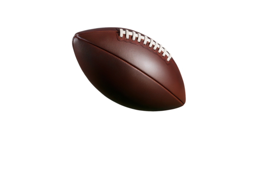 Brown leather American football floats above green grass field during a bright sunny day in the park, ready for play or a throw by enthusiastic players enjoying outdoor sports - Powered by Adobe