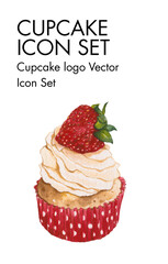 Cupcake Logo vector Icon set