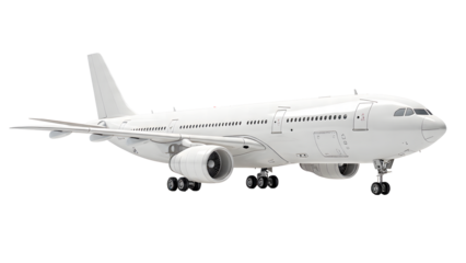 ia generated. Modern passenger jet airplane isolated on white background, ideal for aviation, travel, and transportation themes. Large White Commercial Airplane Isolated on White Background