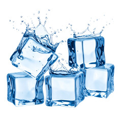 Obraz premium Frozen Delights: A close-up showcases a collection of glistening ice cubes, their crisp edges and crystalline structure reflecting the purity of water.
