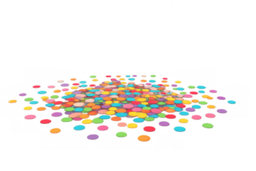 Colorful confetti dropping on floor, celebrating party, birthday, carnival, event, or festive holiday with transparent background