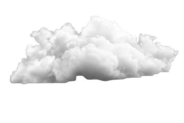 Fluffy white clouds isolated on transparent background for use in various graphic design projects and artistic compositions