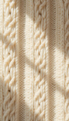 Warm knitted fabric texture with light and shadow patterns  