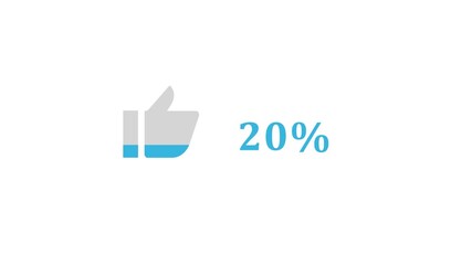 Thumbs Up Icon With 20%Percent Progress Bar On White Background like approval - Powered by Adobe
