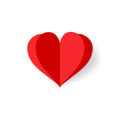 Red heart illustration with layered paper-cut effect and soft shadow.