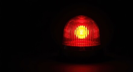 Glowing red emergency light illuminates a dark room