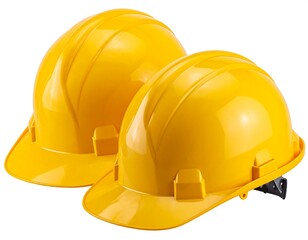 Two bright yellow safety hard hats