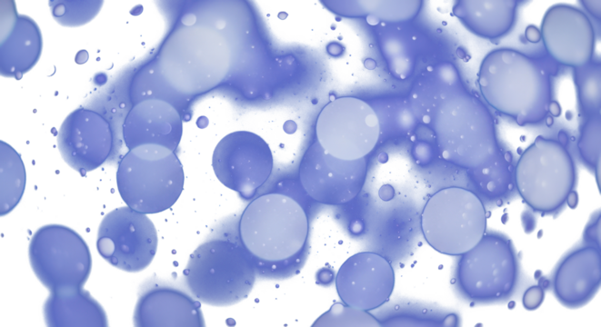 Blue and violet bokeh abstract blur with grain and glowing highlights, cinematic dreamy photography style. clean PNG