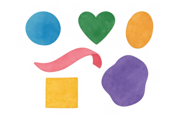 Colorful watercolor shapes set with abstract design elements for creative backgrounds and graphic assets