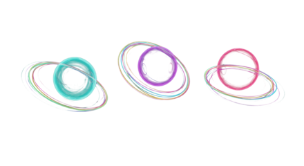 Dynamic turquoise, deep purple, and crimson light orbs floating in dark void, glowing spectrum trails, moody cinematic lighting, fine art photography style clean PNG