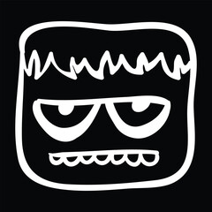 Frankenstein monster face Halloween vector illustration