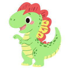 Cute Cartoon Green Dinosaur Character Illustration