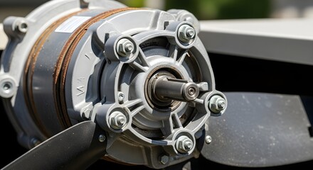 Fototapeta premium Close-up of an Industrial Electric Motor with Fan Blades
