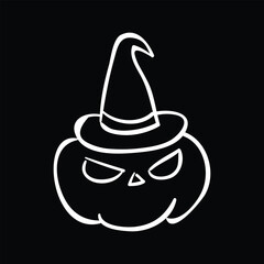 Pumpkin with witch hat Halloween vector illustration