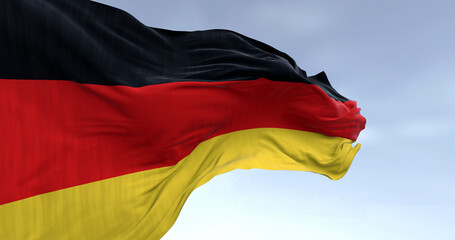 Germany national flag waving in the wind on a clear day